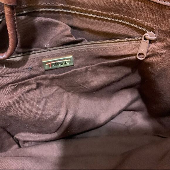 Talbots Leather Woven bucket Bag top open - Picture 9 of 14